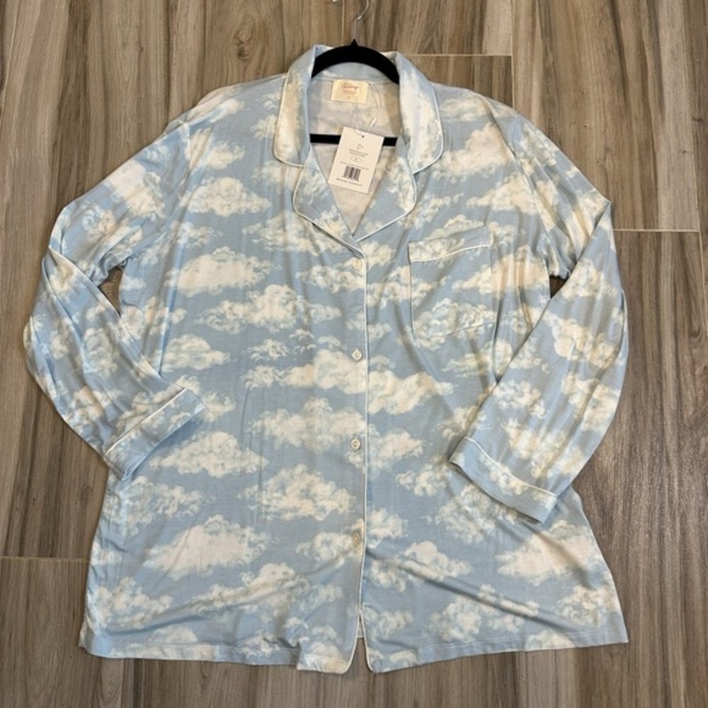 In My Sundays Blue Skies Cloud Pajama Top Only L/S‎ SZ XL Casual Comfort Tencel